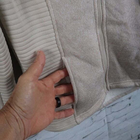 TIME AND TRU TAN OATMEAL HEATHER ZIP UP FLEECE JACKET WITH POCKETS SIZE XS - Picture 7 of 9